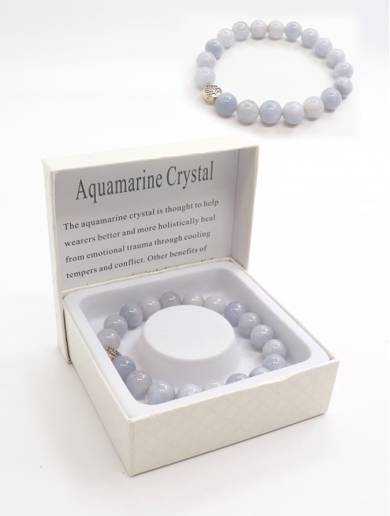 Aquamarine Crystal Blessing Bead Bracelets with Gift Box. Aquamarine Crystal Blessing Bead Bracelets with Gift Box.
